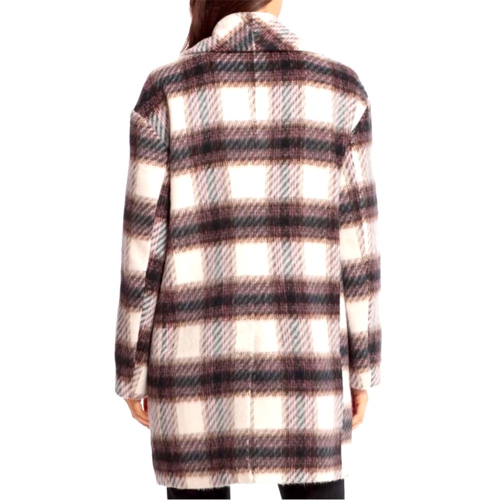 NWOT Avec Les Filles Shawl Collar Peacoat Wool-Blend large maroon/white/black - Picture 3 of 5